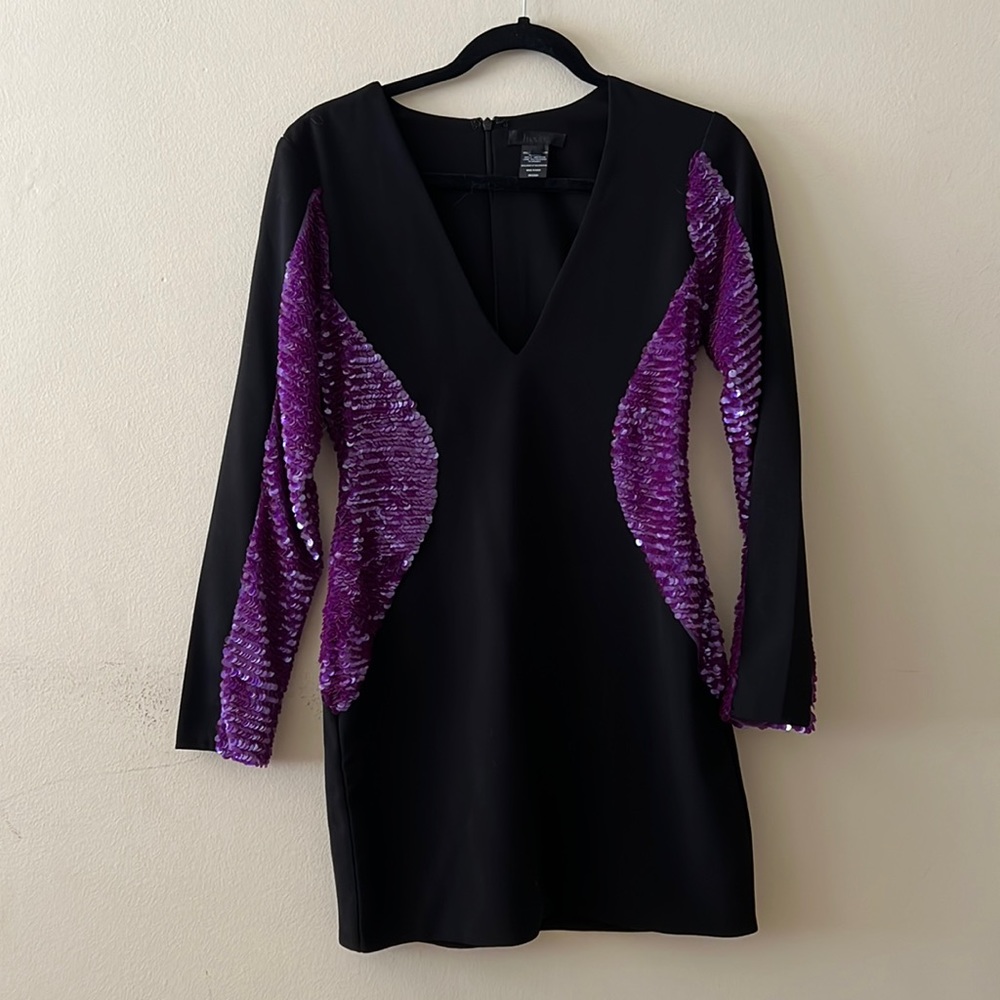 H:OURS, Black Long Sleeve Dress